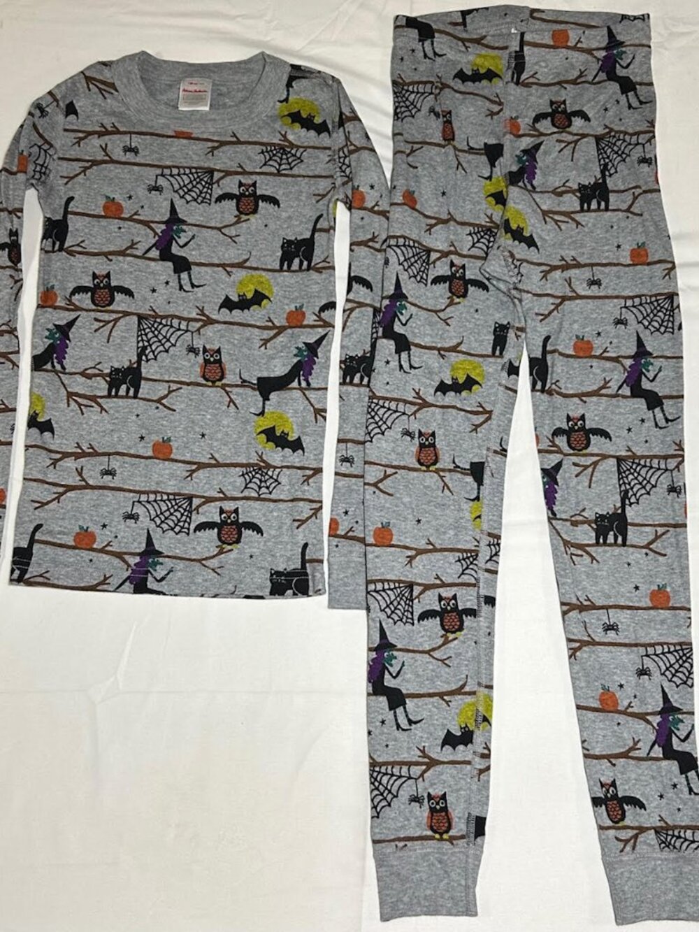 Hanna Andersson Unisex Kids 8 130cm Gray Halloween Print Long john Pajamas